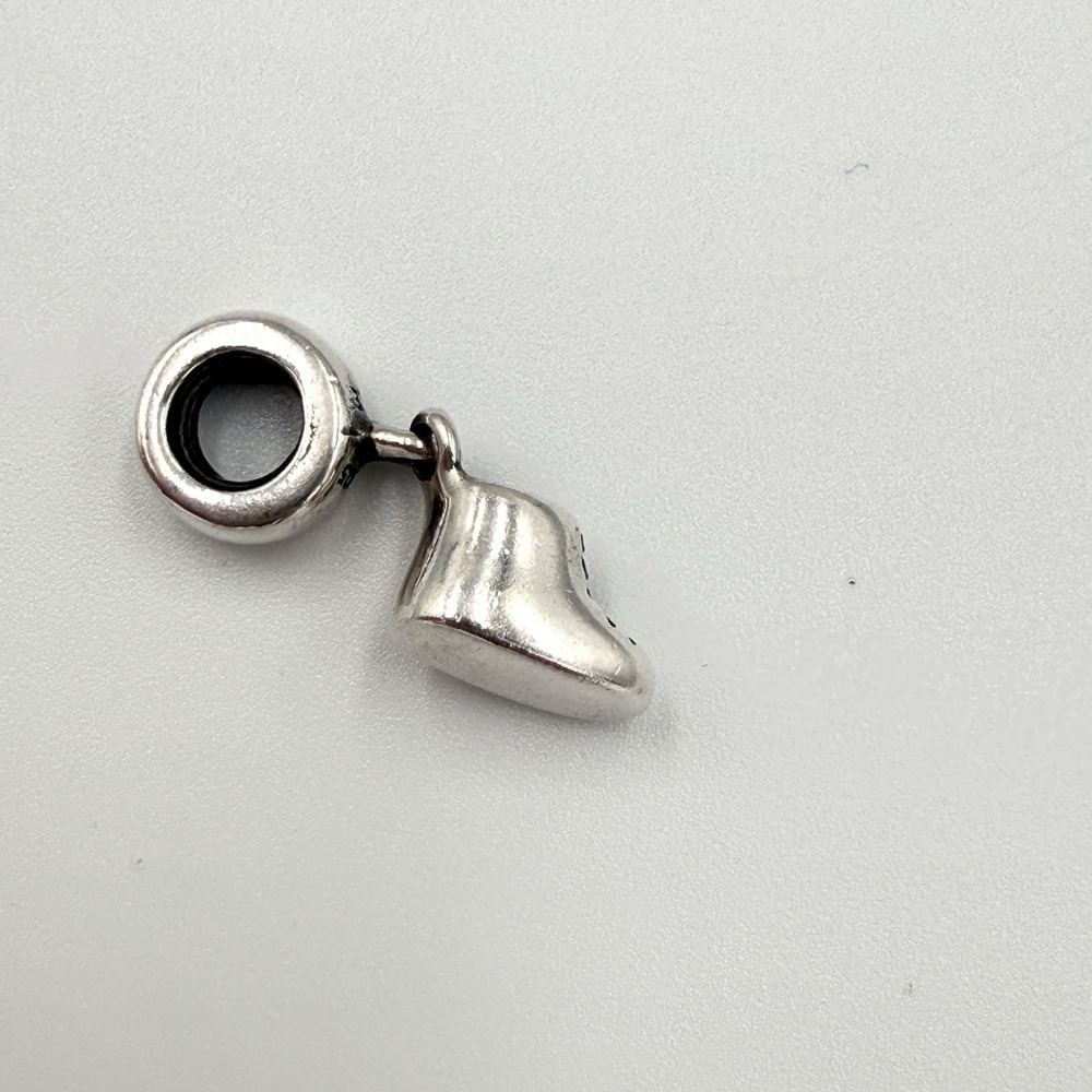 Pandora Sterling Silver Two Tone Baby Boy Bootie Shoe Dangle Bead Charm - Picture 4 of 6